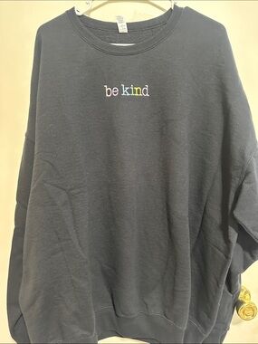 Be Kind Embroidered Black Womens Sweatshirt